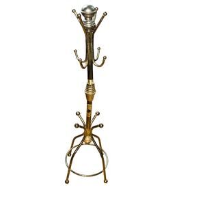 Vintage Brass Miniature Coat Rack Jewelry Stand Doll Hall Tree Display 12 Inch